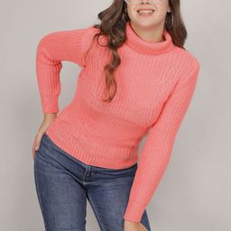 Thansmay Kleider Women Cable Knit Turtle Neck Pullover Sweater-image-12