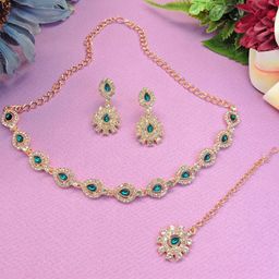 VATSALYA creation Alloy Gold- plated Turquoise Jewellery Set-12