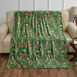 BREVARD Green Printed AC Room 200 GSM Woolen Double Bed Blanket-image-80