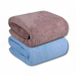 Fezora Turquoise Blue & Burgundy 2 Pieces Microfiber 400 GSM Super Absorbent Bath Towels-image-45