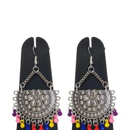 Weariton Silver-Toned Chandbali Earrings-image-86