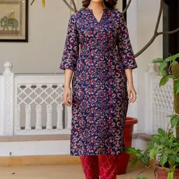 KALINI Women Floral Printed Regular Kurta with Palazzos-15