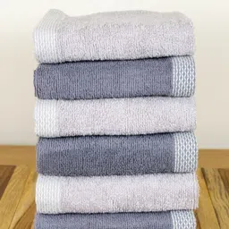 Myntra Elegant Homes 6Pcs Grey & Grey Melange Organic Bamboo 550 GSM Face Towels-18