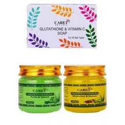 CARET ORGANIC Set Of 3 Glutathione Soap With Aloevera Gel & Papaya Kesar Aloevera Gel-53