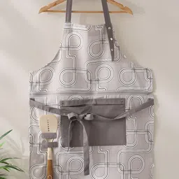 Home Centre Drake Monochrome Grey & White Printed Cotton Apron-image-46