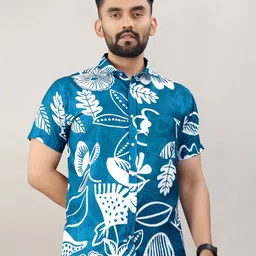VS MALL Men Classic Printed Cutaway Collar Slim Fit Casual Shirt-image-42