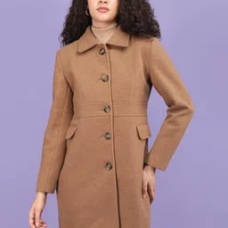 Plagg Women Textured Single-Breasted Overcoat-57