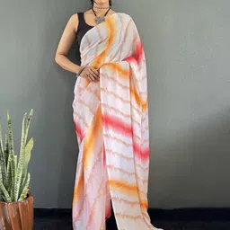 FLOURIOUS Tie and Dye Pure Georgette Saree-image-90