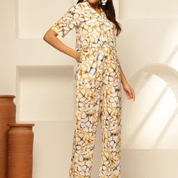 KALINI Women Lapel Collar Printed Basic Jumpsuit-picture-18