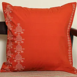 Crown of Poppies Rust Ethnic Motifs Square Cushion Covers-image-96