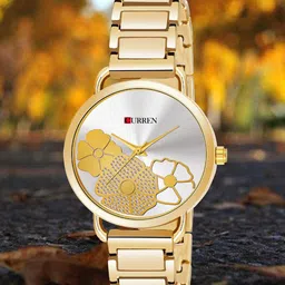 Curren Women Brass Embellished Dial Analogue Watch 3853-GWHF+JW-15&17-Gold-image-44