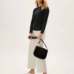 LULU & SKY Women High Neck Extended Sleeves Pockets Slim Fit T-shirt-image-88