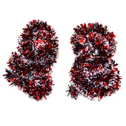 CraftVatika 2-Pcs Green & Red Textured Hanging String Garlands Xmas Festive Decor-13