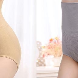 RUPRETOZ Women Beige & Grey Pack Of 2 Cotton Elasticated Shapewear-image-77
