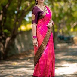 AMRUTKALA SAREES Checked Zari Banarasi Saree-image-51