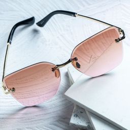 Leeway Women Pink Lens & Gold-Toned Rectangle Sunglasses with-image-4