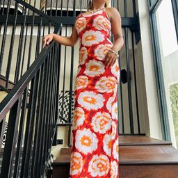 BAESD Shoulder Straps Abstract Print Maxi Dress-picture-17