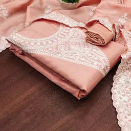 Panzora Ethnic Motifs Embroidered Thread Work Silk Unstitched Dress Material-picture-21