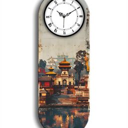 OLIVE TREE Brown & White Printed Wooden Analogue Wall Clock-picture-4