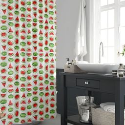 ArtzFolio White & Green Printed Waterproof Shower Curtain-image-97