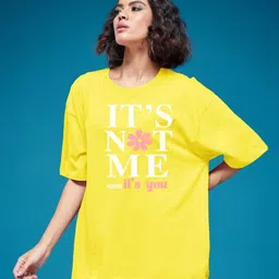 DressBerry Women Typography Printed Round Neck Cotton Oversized T-shirt-image-27