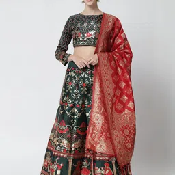 Mr Y Embroidered Thread Work Semi-Stitched Lehenga & Unstitched Blouse With Dupatta-image-86