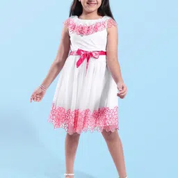 ARIAS By LARA DUTTA Girls Fit & Flare Party Floral Embroidery Dress-image-96