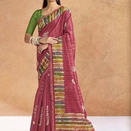 DIVASTRI Batik Silk Cotton Block Print Saree-image-1