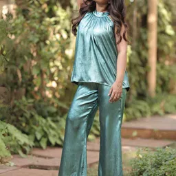 Svamsa Halter Neck Top With Trousers Co-Ords-image-47