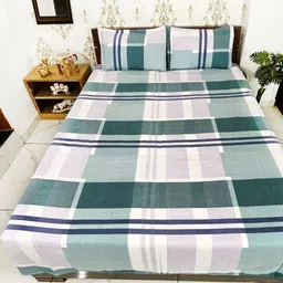 Marika Green & Grey 180 TC Queen Bedsheet with 2 Pillow Covers-image-23