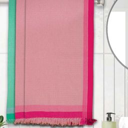 Aura Pink & Green 3 Cotton 210 GSM Bath Towel-image-94