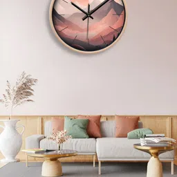 OLIVE TREE Cream-Coloured & Pink Printed Contemporary Wall Clock-9