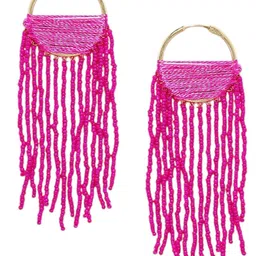 Sangria Gold-Plated Artificial Beaded Contemporary Drop Earrings-54