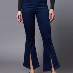 Mast & Harbour Intimate Strangers Women Bootcut High-Rise Stretchable Slitted Jeans-image-25