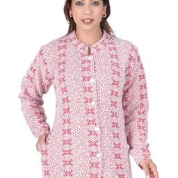WOOL 4U Women Geometric Self Design Woolen Longline Cardigan-picture-48