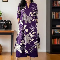 Vama Heritage Floral Printed Mandarin Collar Cambric Cotton A-Line Kurta With Palazzos-picture-39