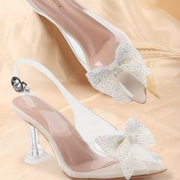 Retro Walk Women Embellished Slim Heel Peep Toes with Bow-39