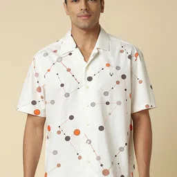 Allen Solly Men Classic Cuban Collar Abstract Printed Cotton Casual Shirt-image-97