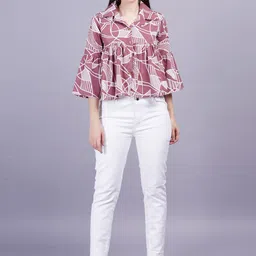 OH MI DIOS Women Floral Prinedt Bell Sleeve Shirt Style Top-image-86