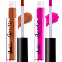 GLAM21 Set Of 2 Lip Art Non Transfer Liquid Lipstick - 3 g Each-Latte 18-Lip Red 02-6