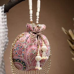 Anekaant Droop Lavender & Multi Paisely Embroidered Georgette Potli-image-9