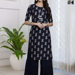 HERE&NOW Pack Of 2 Checked Printed Round Neck Straight Kurta-picture-24