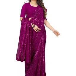 GAVUBAA Purple Pure Georgette Leheriya Sarees-picture-39