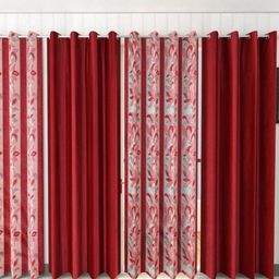 Galaxy Home Decor Maroon 4 Pieces Floral Long Door Curtain-image-68