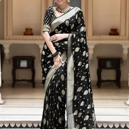 SHOP DROP Ethnic Motifs Zari Pure Georgette Jamdani Saree-picture-10