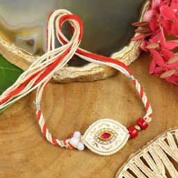 Asthetika Meena Diamond Stone Thread Rakhi With Roli Chawal-image-26