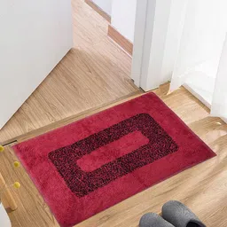 Kuber Industries Maroon & Black Printed Cotton Reversible Rectangular Anti-Skid Doormat-18