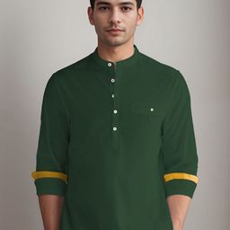 APEKTRA Band Collar Straight Cotton Kurta-image-70