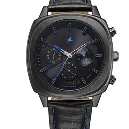 Fastrack Men Brass Dial & Leather Straps Analogue Watch 3319NL02-50