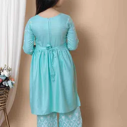 BARKAT DESIGNING PLANET Girls Ethnic Motifs Printed Empire Kurta with Palazzos & Dupatta image 3